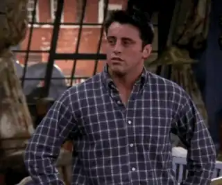 Animation of Joey from the tv show Friends, smirking while saying 'how you doin'?'